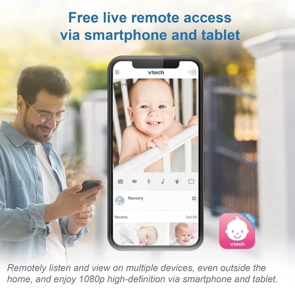 NEW VTech Yellow Daisy Smart Wi-Fi Baby Camera iOS & Android 1080p Full HD,